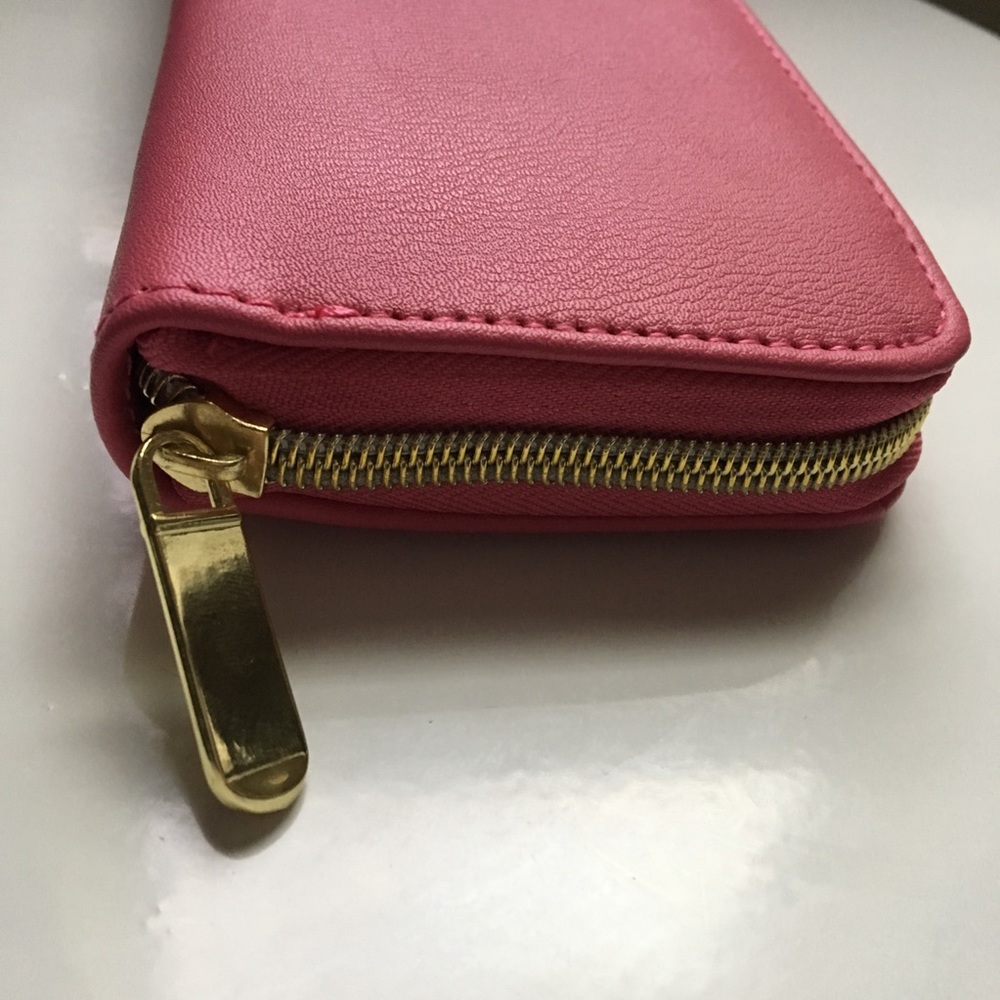 Passion Pink Clutch Wallet with Gold Zipper - Picture 2 of 5